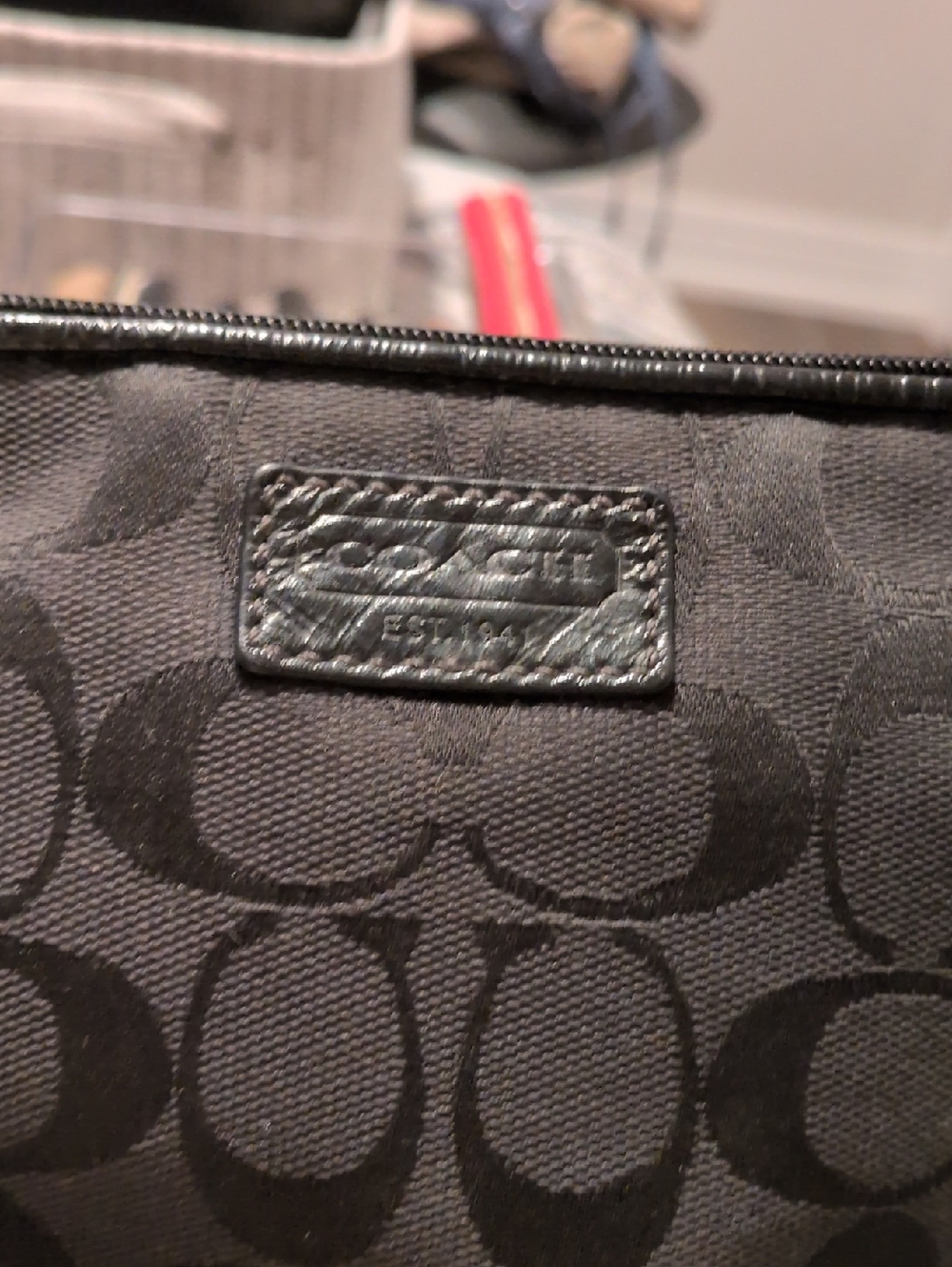 Coach Men’s Black Signature Toiletries Bag